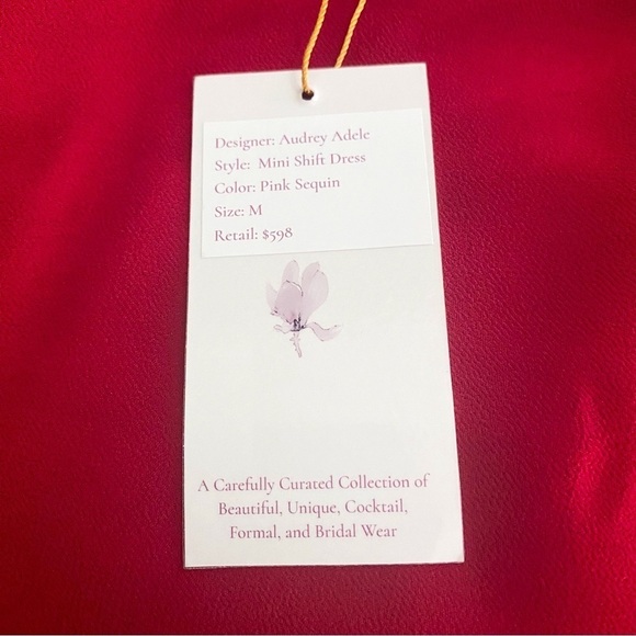 BHLDN Dress Audrey Adele Sequin Mini Shift Beaded Bridal Pink M NWT - Picture 8 of 12
